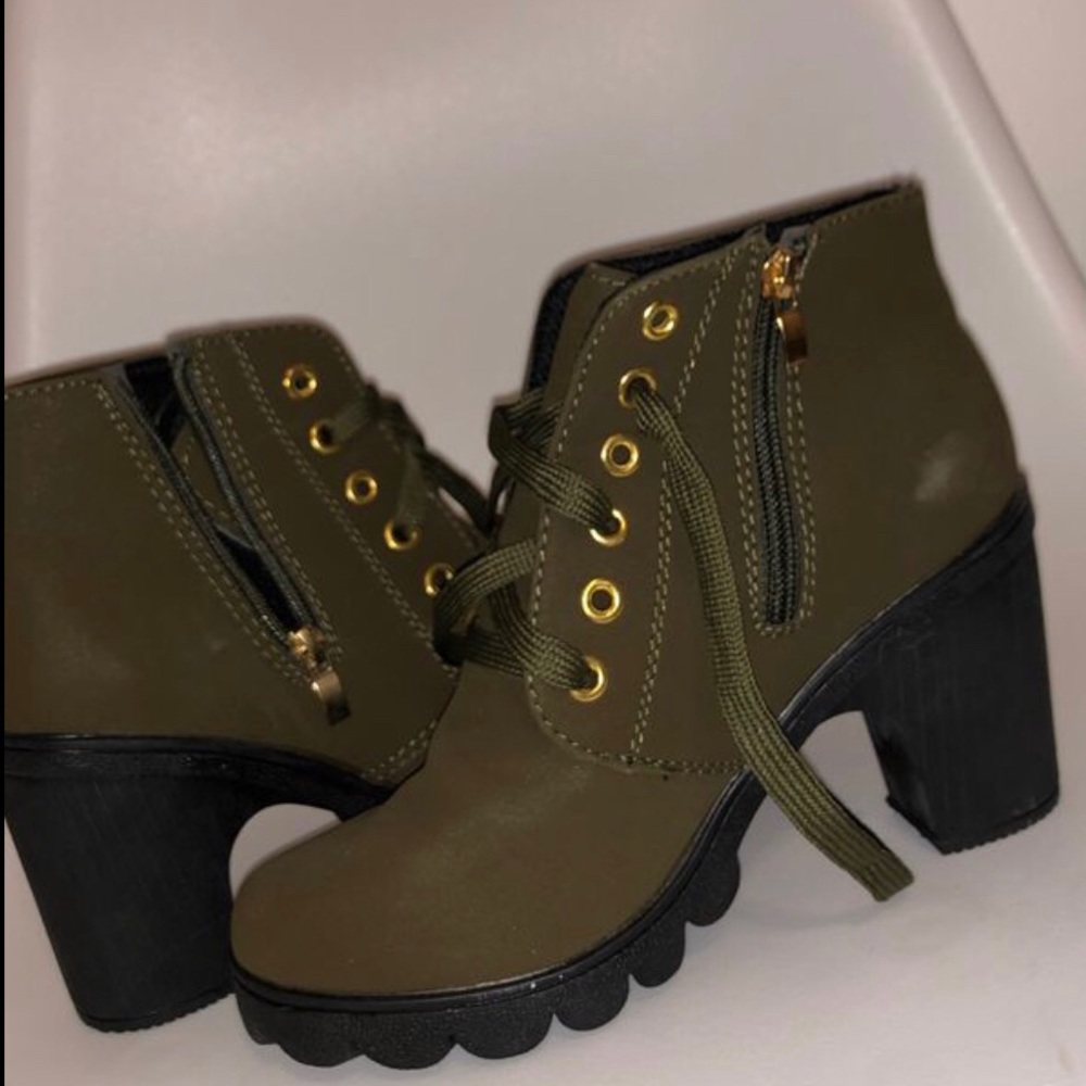 Navy Green women’s high heel boots